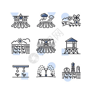 农场隔离区图标集 农业灌溉标志牌图片