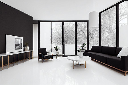 现代客厅 3D 与白色豪华家具植物椅子桌子公寓奢华枕头沙发房间地毯住宅图片
