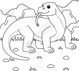 儿童科莫多龙(Komodo 神龙)动物彩色页面图片