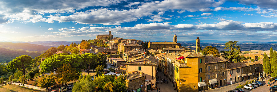 Montalcino镇从曾经覆盖地形的多种橡树中取名 意大利中世纪城镇 Tuscany旅行历史地标历史性全景农村农家乐建筑学房子图片