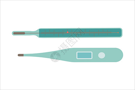 矢量电子医用温度计 医用水银 数字温度计设计模板 在白色背景上孤立的矢量图工具摄氏度诊断疾病测量测试温度展示玻璃技术背景图片