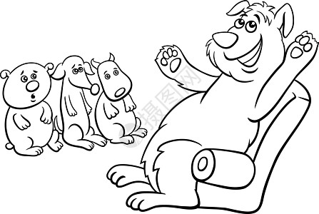 向小狗涂色页面讲故事的卡通狗图片