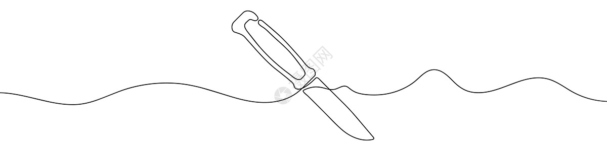 一把刀的连续直线画 刀子线性背景厨房线条手绘餐厅草图插图刀刃菜单工具午餐图片