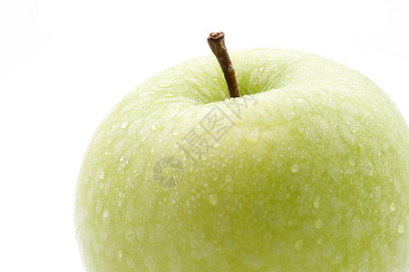绿色苹果 配有水分滴图片