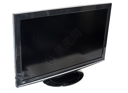 黑色电视机或带有宽液晶屏幕的PC监视器图片