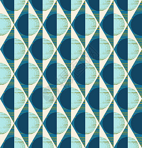 蓝绿色 黄绿色 奶油色和浅蓝色菱形 三角形和圆形的几何无缝图案图片