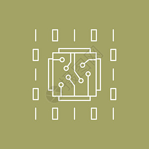 人工智能和机器学习线图标头脑网络剪贴知识电路插图机器思考算法芯片图片