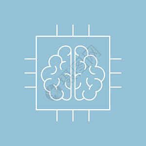 人工智能和机器学习线图标创新算法数据插图剪贴技术电路思考知识电脑图片