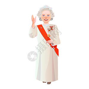 联合王国伦敦 - 2022年2月16日 女王伊丽莎白二世全长仪式矢量肖像 皇后的白金庆典图片