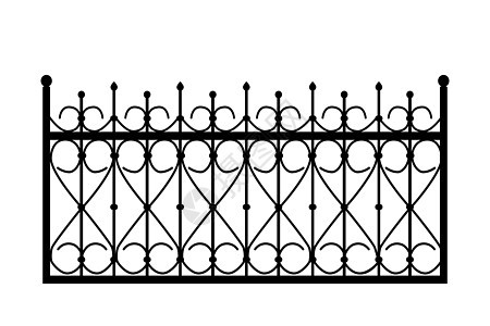 装饰性铸铁锻造栅栏剪影与艺术锻造隔离在白色背景装饰品插图框架炙烤栏杆住宅金属装饰花园风格图片