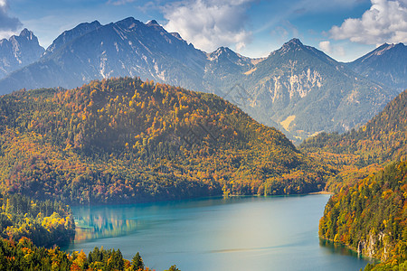 德国阿尔卑斯山 巴伐利亚 德国 阿尔卑斯摄影日出地方场景旅行蓝色湖岸反射风景旅游图片