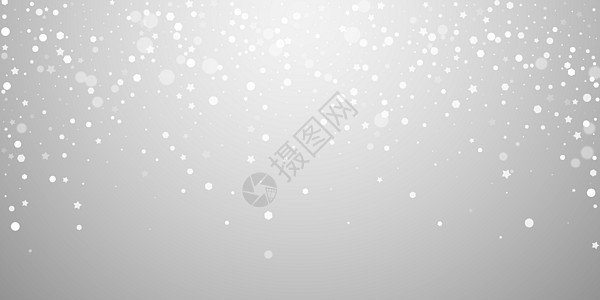 圣诞降雪背景 精细的飞雪薄片和恒星 节日冬季银雪花覆盖模板 矢量插图微光艺术辉煌辉光暴风雪新年烟花雪片假期魔法图片