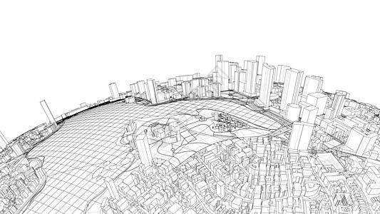 3d城市范围 3d的矢量转换建筑学天际场景世界景观气球建筑房子绘画地球图片