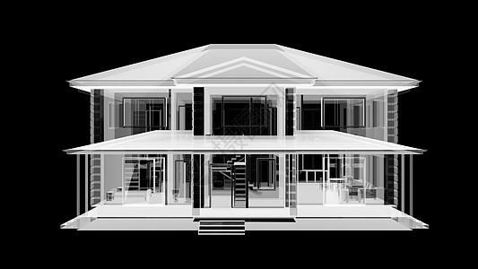 3D房X光透明大厦住宅房地产财产车库房子玻璃商业建筑空气图片