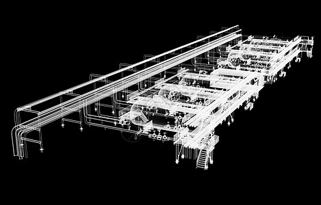 工厂3D图工业设备 X光化破坏性技术电脑3d资源汽油管子配件x光化学品背景