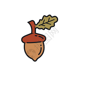 橡皮圆角元素矢量说明概念设计坚果季节木头卡通片橡树叶棕色黄色植物插图树叶图片