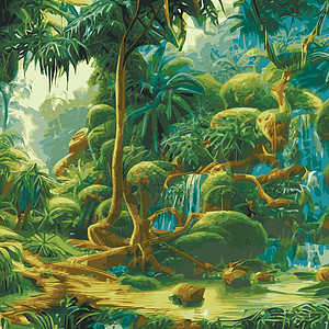 森林景观背景图示 由树叶和树叶制成的装饰品 在林地上展示动物群异国苍鹭风景叶子季节公园植物横幅旅行图片