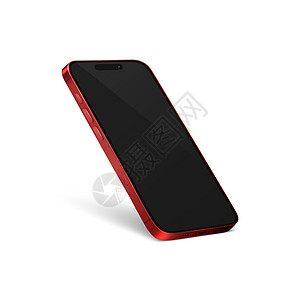 矢量 3d 逼真红色现代智能手机设计模板与黑屏 被隔绝的移动电话 电话设备 UI UX 电话半转视图图片