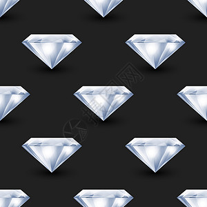 矢量无缝图案与 3d 逼真的宝石 水晶 黑色水钻 珠宝概念 设计模板 宝石 水晶 水钻或宝石 顶视图白色平铺钻石插图按钮奢华石头图片