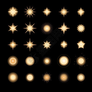 一组恒星 闪光 有光效果的发光物体星光设备魔法视效射线火花照明镜片光效辉光图片