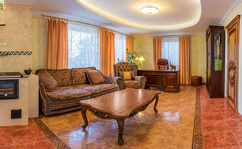 豪华新家客厅装饰小地毯长椅桌子风格富裕窗户大厦地毯建造图片