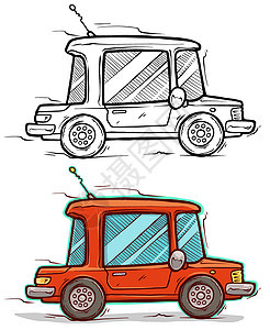 Cartoon 可爱的回溯式红色汽车矢量图标图片