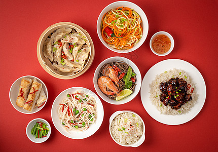 各种中国菜盘餐厅点心资源蔬菜炒锅筷子宴会盘子面条春卷图片