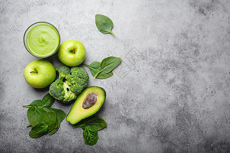 绿色健康绿色冰沙蔬菜菜单框架玻璃早餐小吃排毒水果营养减肥背景图片