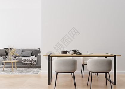 现代客厅的空白墙 模拟现代风格的室内装饰 免费复制图片 海报 文本或其他设计的空间 沙发 桌子 椅子 3D 渲染公寓3d照片建筑图片