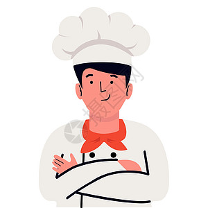 厨师烹饪微笑的矢量漫画品牌工作餐厅男人服务公司标志餐饮帽子手势图片
