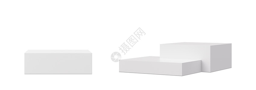 广告图孤立在白色背景上的白色讲台 优雅的产品 化妆品展示台 小样 美容产品的基座或平台 空旷的场景 3D 渲染背景