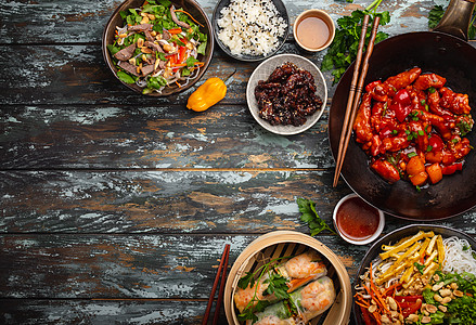各种中国菜盘盘子春卷包子蔬菜豆腐送货旅行资源餐厅油炸图片