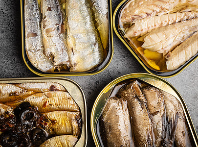 锡罐头罐头鱼石头灰色鲭鱼海鲜鱼片饮食血管营养罐头熏制图片