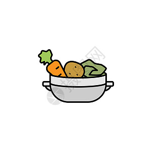 白背景上的素食食品线图标 标志和符号可用于网络 标识 移动应用程序 UI UX图片