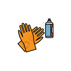 手套 白色背景上的清洁剂线图标 标志和符号可用于网络 标志 移动应用程序 UI UX图片