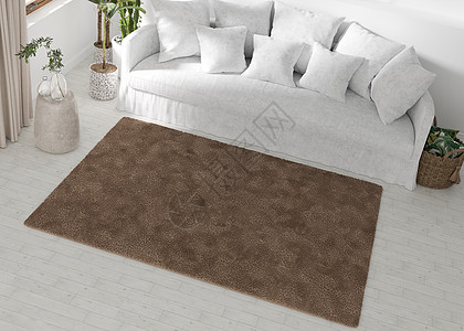 模拟地毯 内饰采用简约 现代风格 顶视图 您的地毯或垫子设计的空间 现代模板 3D 渲染嘲笑主义者家具房间公寓极简小地毯小样装饰图片