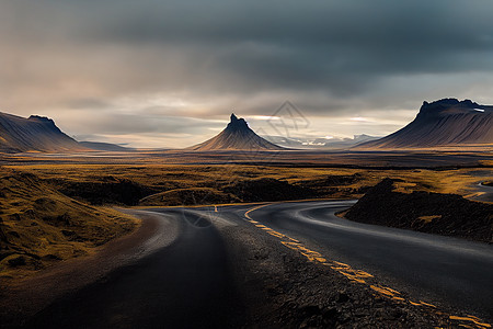 冰岛南部的冰岛公路景象触目惊心 实事求是蓝色海滩日落火山场地旅行天空旅游悬崖摄影图片