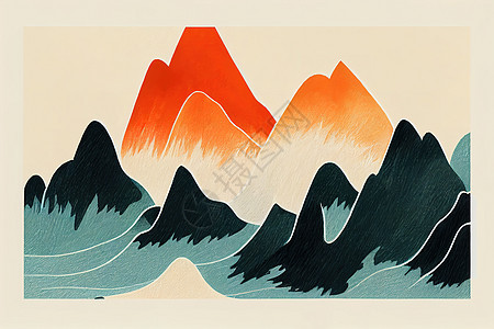 山 岩峰 简史最低风格 一振绘画冒险风景公园蓝色插图全景假期山峰天空顶峰图片