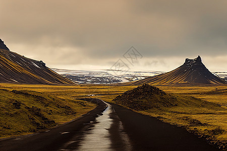 冰岛南部的冰岛公路景象触目惊心 实事求是风景岩石火山旅游旅行地标日落爬坡目的地海滩图片