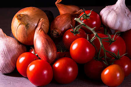 用于厨房装饰海报的各类大蒜番茄和洋葱收藏艺术香料烹饪饮食食物草本植物调味品植物农业图片