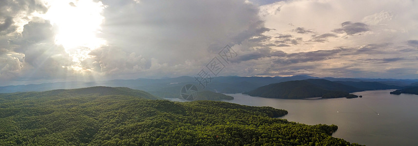 南卡罗莱纳湖面的美丽景色日出山脉外表旅行峡谷全景蓝色远足太阳日落图片