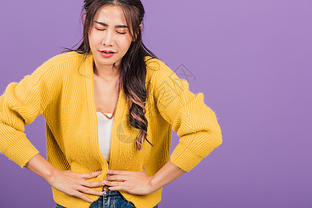 女性腹部疼痛 胃痛胀气腹泻腹痛胃炎女士经期食物月经痛经紫色图片