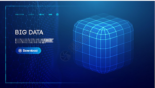 海量数据和数据科学 测深立方体技术背景 几何远征学蓝地质学背景网格电脑蓝色网络互联网密码盒子机器安全贮存图片