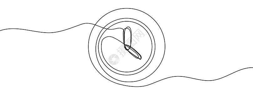 连续一行绘制时钟的轮廓 时钟线性图标图片