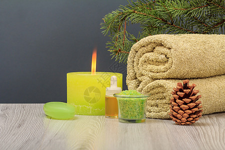 浴巾 芳香油 肥皂 海盐和蜡烛棉布浴室折叠纺织品洗澡酒店织物卫生家庭材料图片