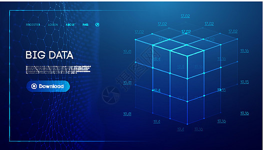 海量数据和数据科学 测深立方体技术背景 几何远征学蓝地质学背景盒子服务器安全贮存密码蓝色学习数据库处理器互联网图片