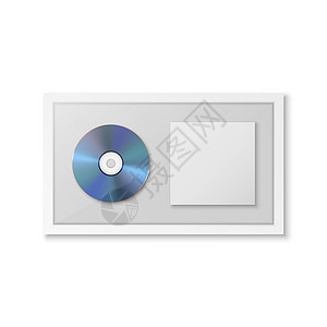 现实矢量 3d 蓝色光碟 包装 白背景上孤立的白框架封面 单相册断裂分奖 有限版 设计模板背景图片