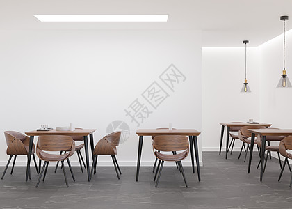 现代咖啡馆的空白墙 以现代风格模拟餐厅内部 为您的广告横幅 艺术品 图片 文本或其他设计免费复制空间 空的空间 3D 渲染3d菜图片