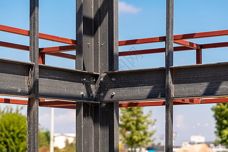 结构钢梁连接 支撑屋顶结构的金属柱 钢结构概念插图建造技术工程横梁安全光束计算框架建筑学图片