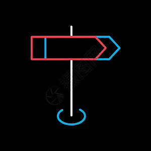 路标矢量图标 导航标志旅行招牌指导指针街道插图空白邮政黑色木板图片